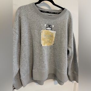 Karl Lagerfeld Gray Oversized Sweatshirt with Gold Perfume Graphic Size XL